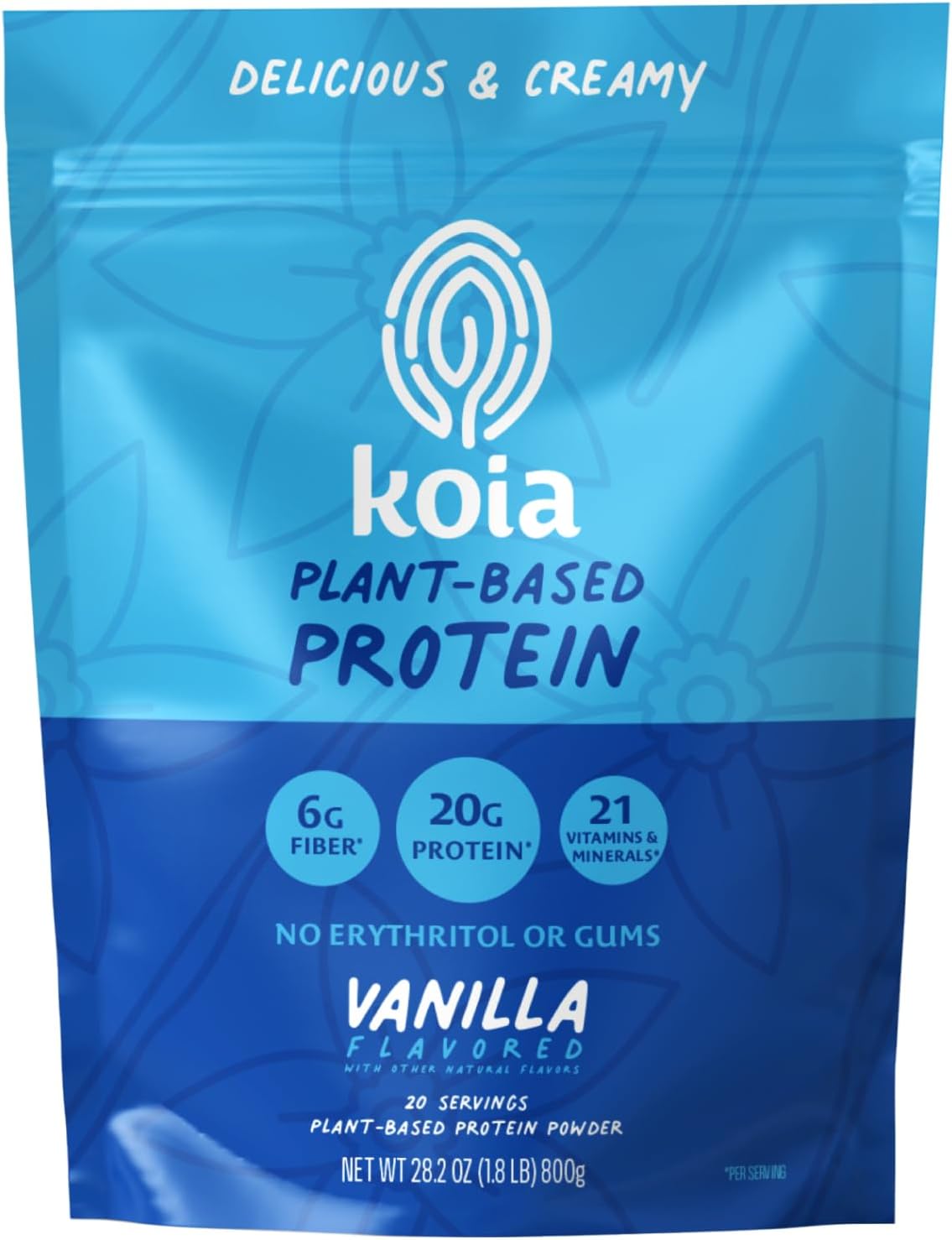 Koia Plant Based Protein Powder, Vanilla, 20g Protein, 3g Sugar, 6g Prebiotic Fiber, Pre & Post Workout, 21 Vitamins & Minerals, No Seed Oils, Dairy-Free, Gluten-Free, Non-GMO, 20 Servings, 28.2 Oz