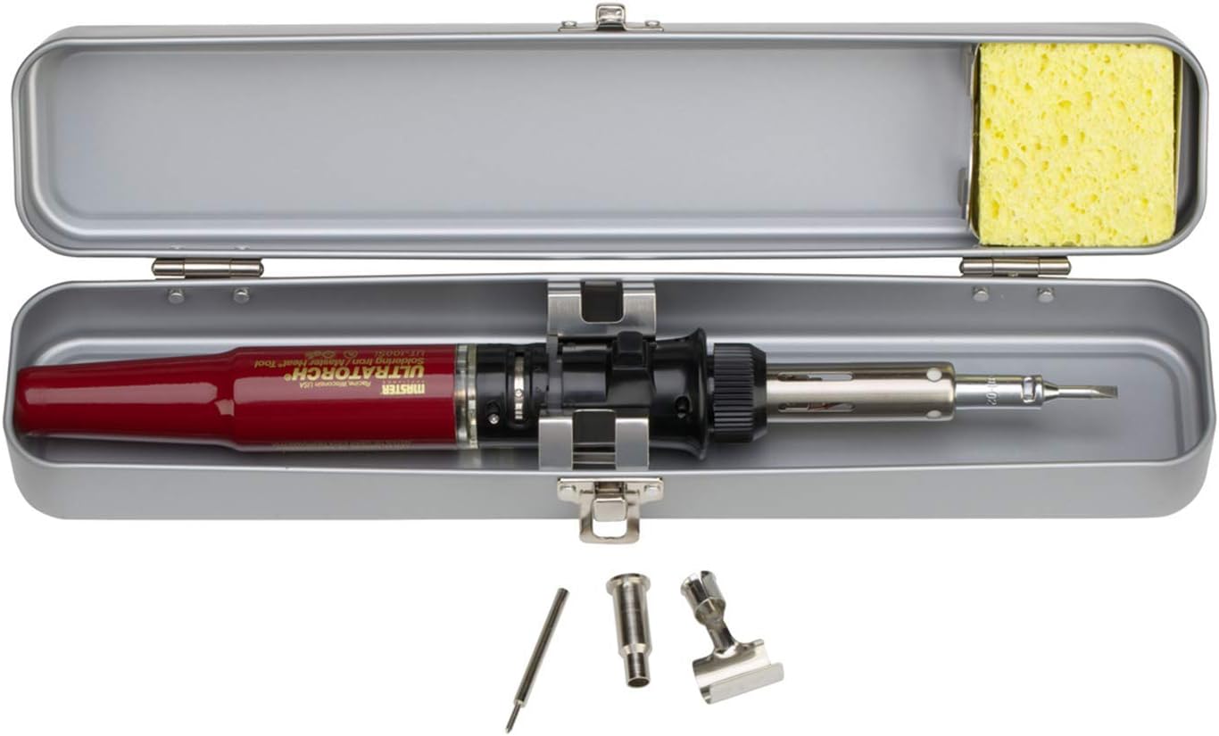 Master Appliance Ultratorch UT-100SiK Butane Powered Cordless Soldering Iron, Flameless Heat Tool for Wire Connectors and Pinpoint Butane Torch, 3 in 1 Tool with Metal Case - USA Company