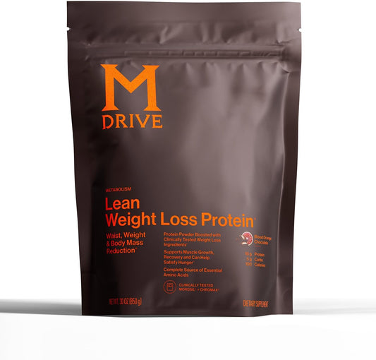 Mdrive Lean for Men, Protein Powder for Supporting and Preserving Lean Muscle Mass, Morosil Sicilian Blood Orange Extract, Chromax, Whey Protein, Blood Orange Chocolate Flavor, 30 Servings, 30oz