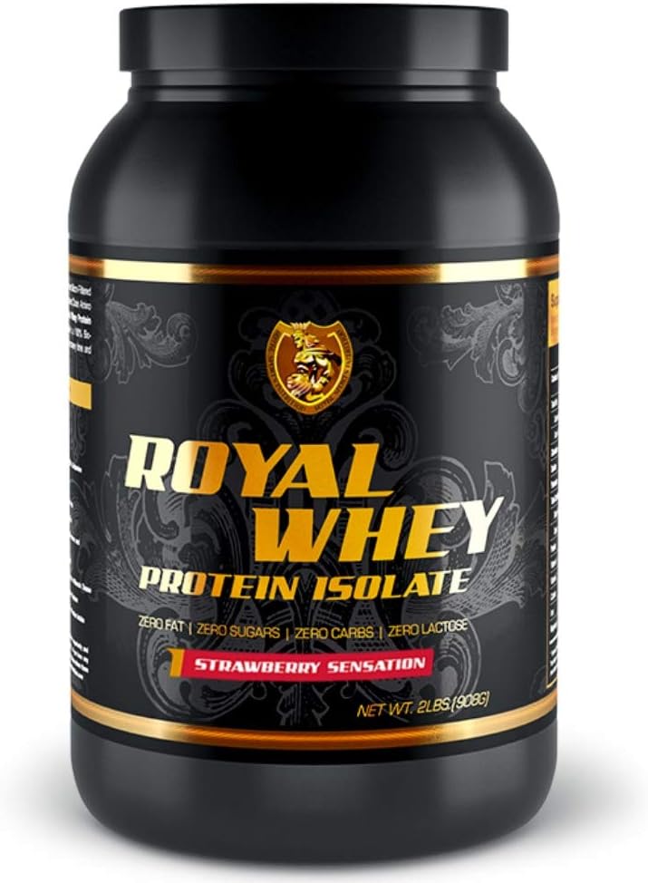 RSN Royal 100% Isolate Protein Powder | 27g Protein Isolate | 0 Sugar | 1g Carbs | 2 lbs | 30 Servings | Strawberry Sensation