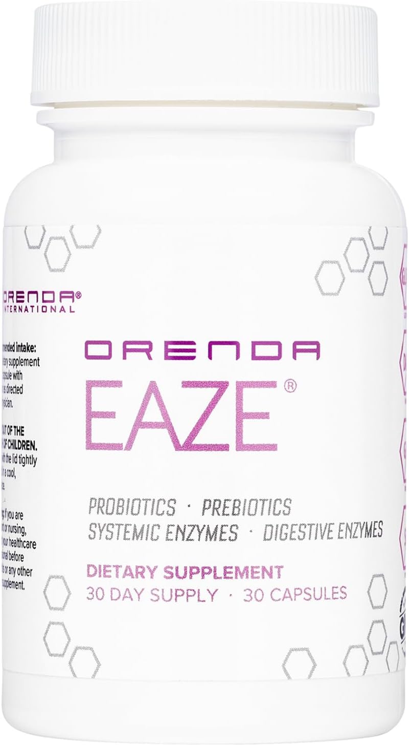 Orenda Eaze®: Gut Wellness Capsules | 6-in-1 Digestive Support with Probiotics, Endospores, Peptizyme-SP EN, Prebiotics, and Digestive Enzymes - Elevate Your Gut Health Today - 30 Capsules