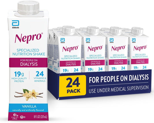 Nepro Nutrition Shake for People on Dialysis, 19g Protein, 420 Calories, Vanilla, 8 fl oz, Pack of 24