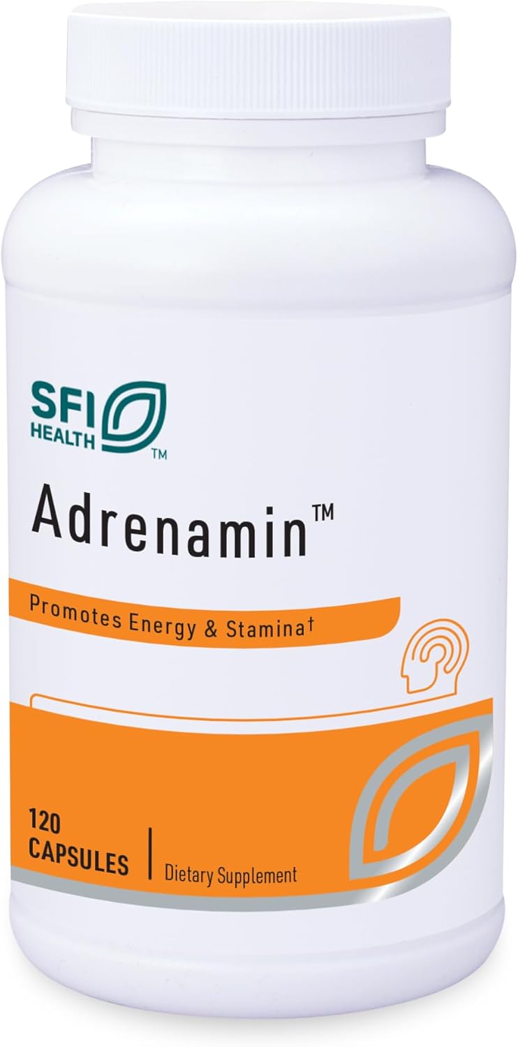 Klaire Labs SFI Health Adrenamin - Adrenal Support with Cordyceps Mushroom, Rhodiola, Eleuthero & Pantothenic Acid (B5) - Gluten-Free Adrenal Health Support Supplements for Men & Women (120 Capsules)