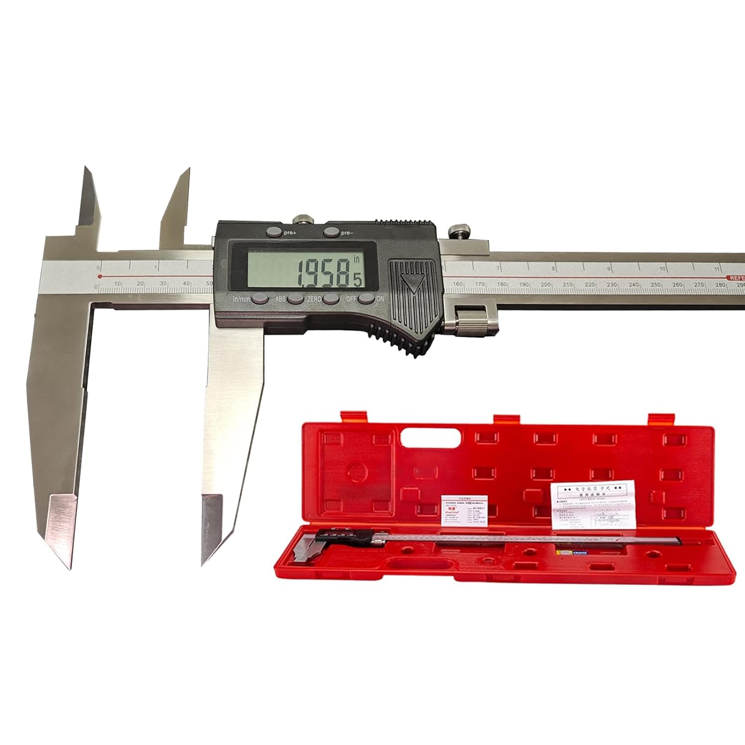 Heavy Duty Digital Caliper 0-40"\/1000mm, Large Range Stainless Steel Electronic Measuring Tool, High Precision for Inside and Outside Measurements, 0.0005"\/0.01mm Resolution, Industrial Use (40 Inch)