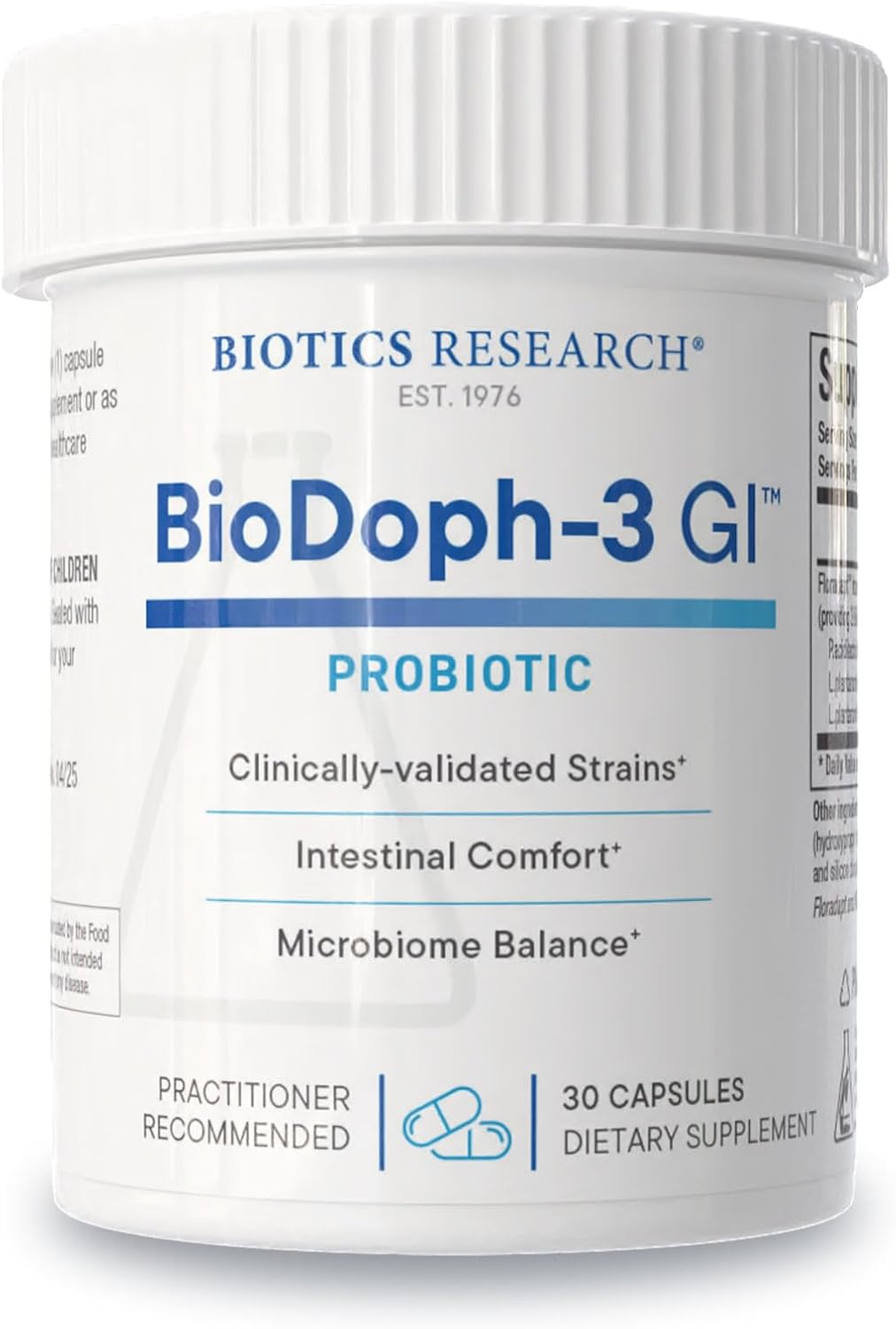Biotics Research BioDoph-3 GI Targeted Intensive GI Probiotic Capsules, Clinically Validated Multi-Species Formula, Gut Health, Immune Support, Dairy Free 30 Capsules