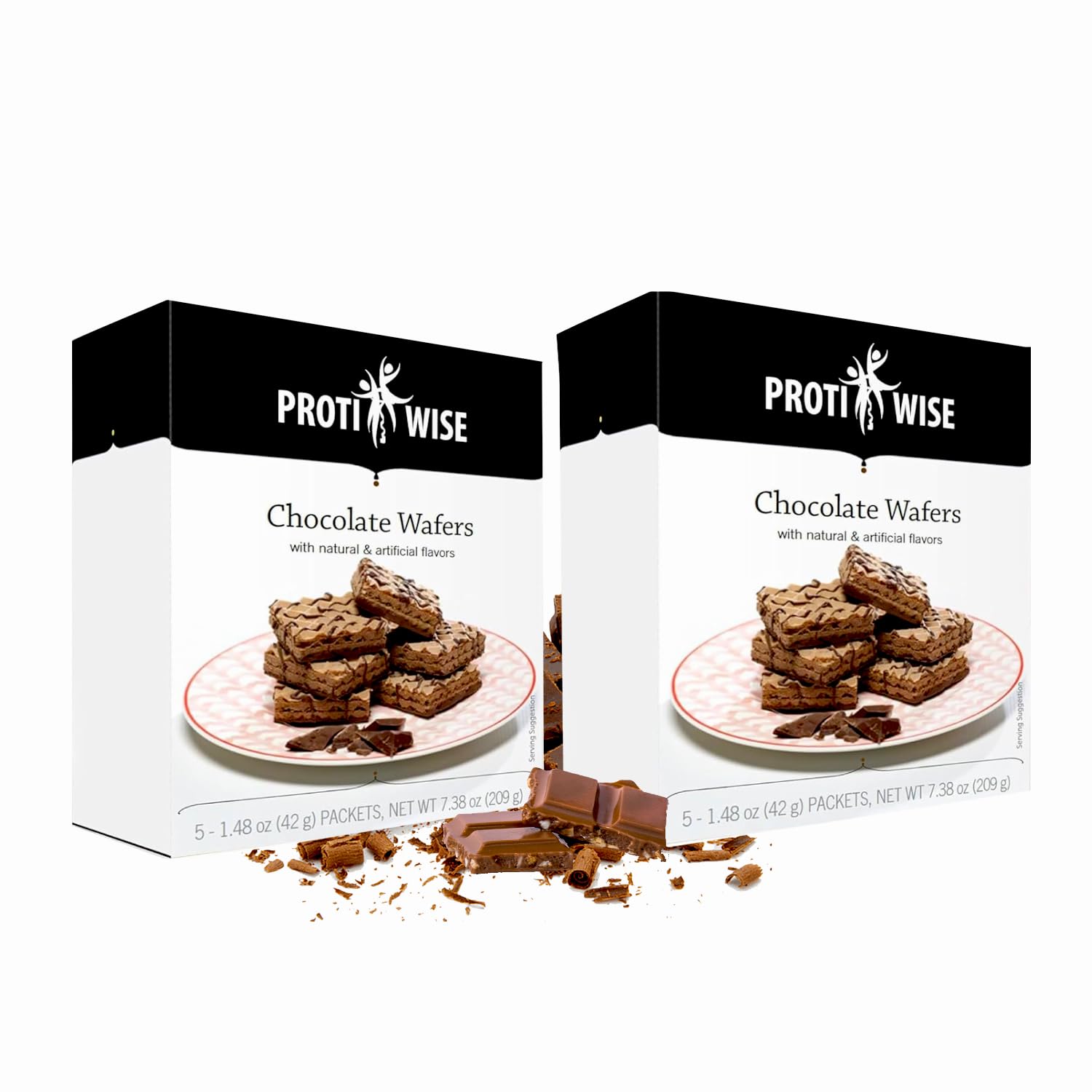 ProtiWise High Protein Wafers | Chocolate | 15g Protein Per Serving, Low Carb, Low Sugar, High Fiber Snack | Gluten-Free, Keto-Friendly Diet for Hunger Control & Weight Loss | Pack of 2 (5/Box)