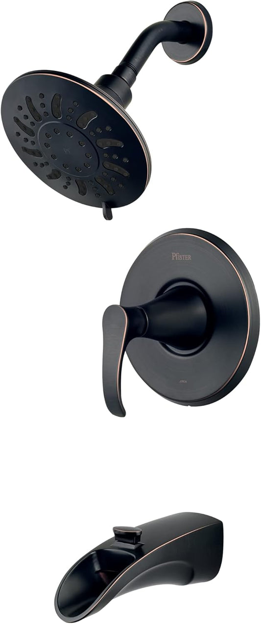Pfister Brea Tub & Shower Trim Kit, Valve and Cartridge Included, 1-Handle, Tuscan Bronze Finish, 8P8WS2BRSY