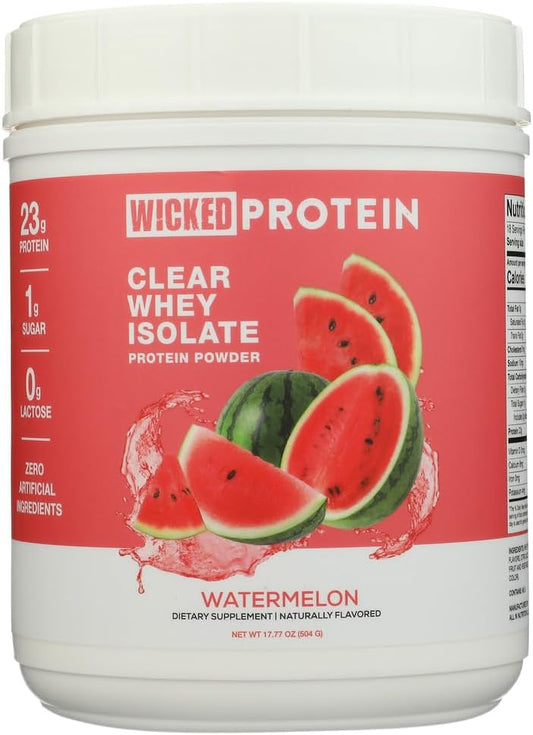 Wicked Protein Watermelon Clear Whey Protein Isolate Powder, 18 Oz