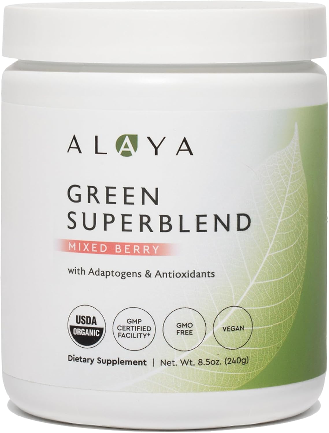 Alaya Organic Super Greens Powder - Premium Green Juice Superfood Supplement Powder - Adaptogens, Antioxidants & Probiotics Blend - USDA Organic, Non-GMO, Vegan - 30 Servings (Mixed Berry)