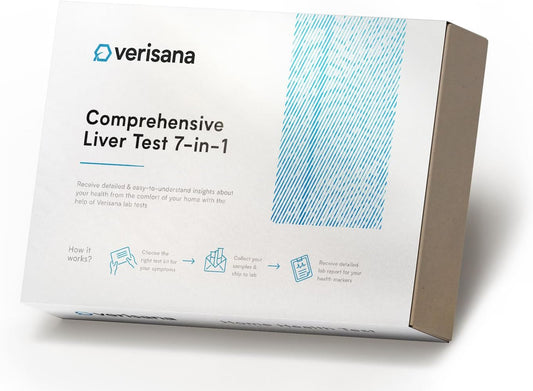 Comprehensive Liver Test – at-Home Liver Health & Function Check – 7 Biomarkers Including AST, ALT, GGT, AST/ALT Ratio, HbA1c, HsCRP, TBILI – CLIA-Certified Lab – Verisana