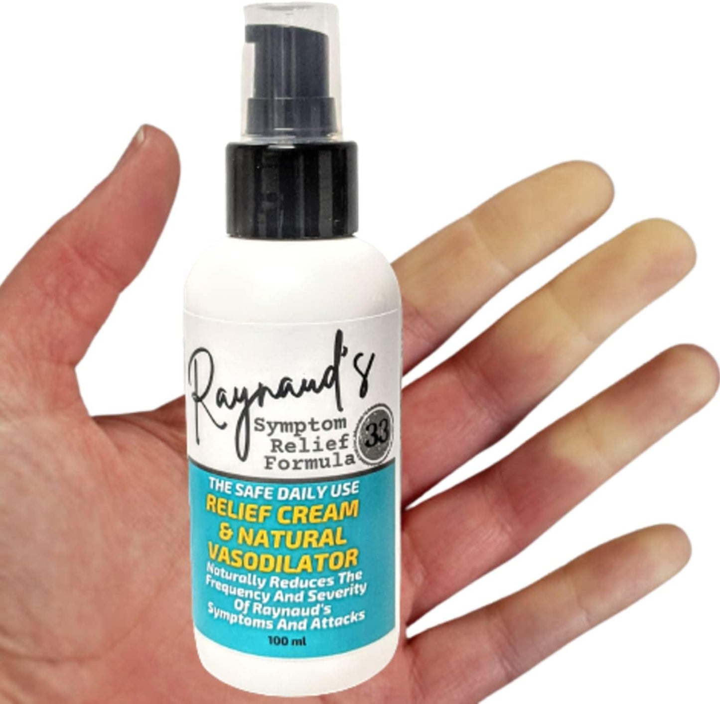 Raynaud's Symptom Relief Topical Treatment Cream Get Rid of Painful Cold White Stiff Fingers and Toes. Natural Vasodilator Formula Improves Circulation and Warms Hands and feet.