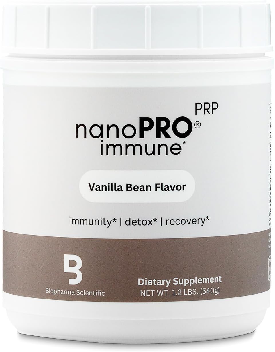 Biopharma Scientific Nanopro Immune: Whey Protein Powder for Immune Support & Exercise Recovery with Colostrum, Glutathione, Proline Rich Polypeptides, Vanilla Bean Flavor, 30 Servings