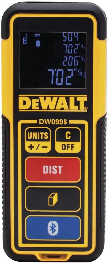 DEWALT Laser Measure Tool/Distance Meter, 100-Feet with Bluetooth (DW099S)