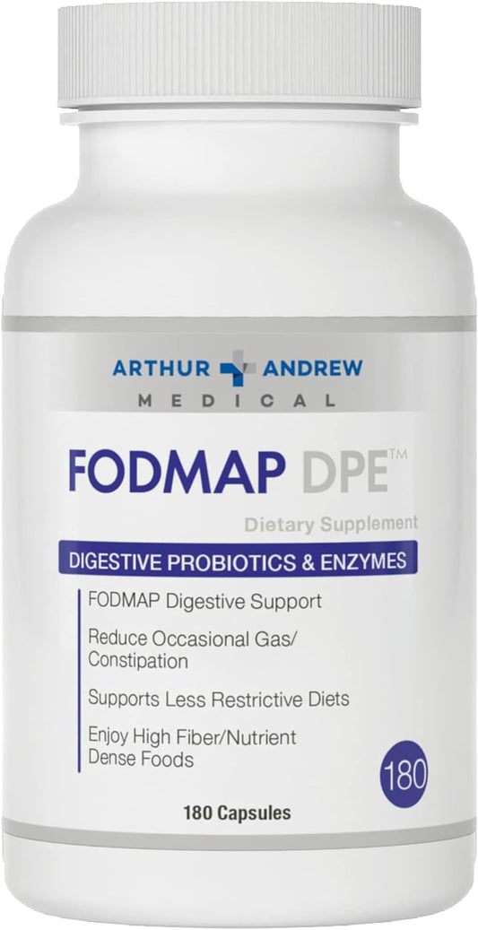 Arthur Andrew Medical - FODMAP DPE, Digestive Probiotics and Enzymes, Relief for FODMAP Intolerance and Highly Fermentable Foods, Vegan, Non-GMO, 180 Capsules