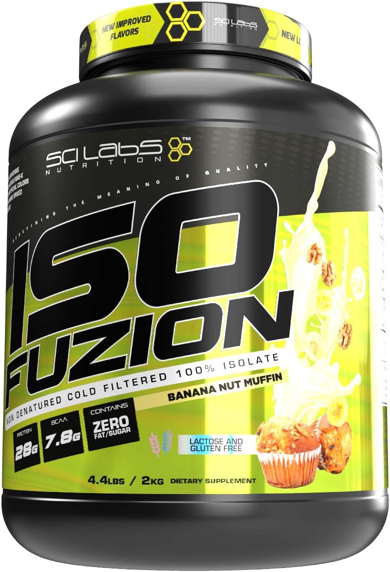 Iso Fuzion 100% Whey Isolate 28g Non Denatured Protein Powder, Banana Nut Muffin Flavor, 4.4lb