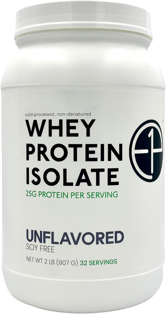 Whey Protein Isolate 2lbs (32 Servings) Unflavored, Non-GMO, Cold-Processed, Non-Denatured, Third-Party Lab Tested. Made with Halal and Kosher Certified Ingredients.
