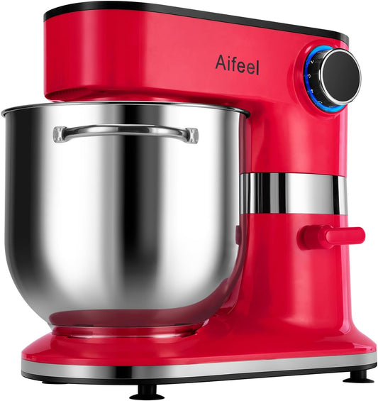 Aifeel 10.5 QT Stand Mixer,900W Electric Food Dough Mixer,Large Capacity Tilt-Head Kitchen Electric Mixer with Dough Hook,Beater,Whisk & Splash Guard,Dishwasher-Safe Attachments for Baking(Red)