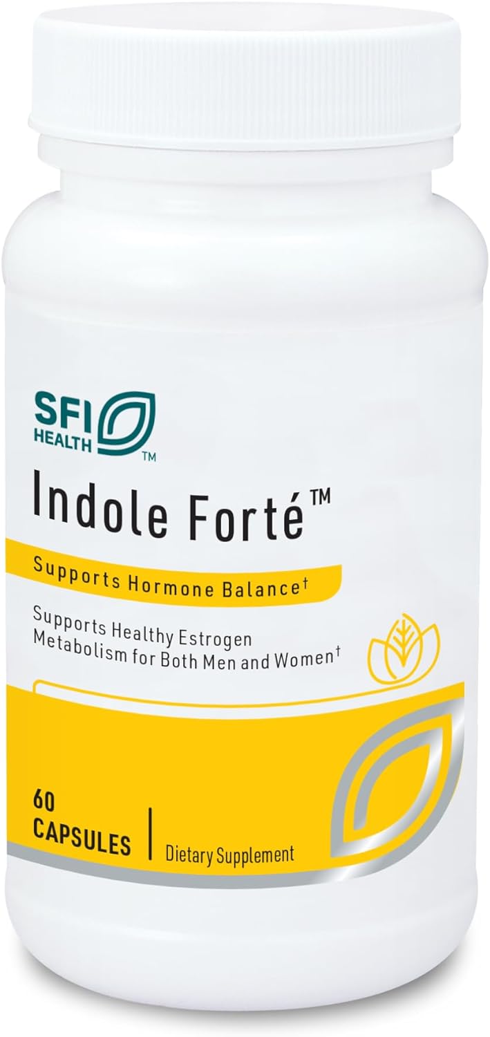 Klaire Labs SFI Health Indole Forté - Estrogen Supplement for Women & Men with Diindolylmethane & Indole-3-Carbinol - Indole & DIM Supplement to Promote Healthy Estrogen Metabolism (60 Capsules)