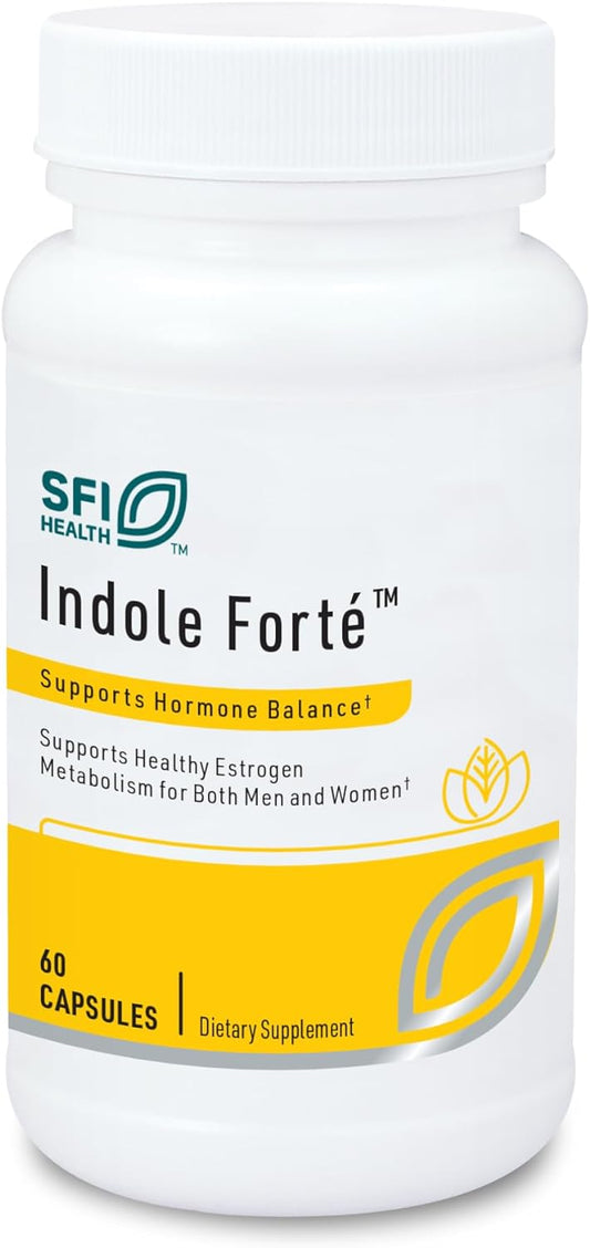 Klaire Labs SFI Health Indole Forté - Estrogen Supplement for Women & Men with Diindolylmethane & Indole-3-Carbinol - Indole & DIM Supplement to Promote Healthy Estrogen Metabolism (60 Capsules)