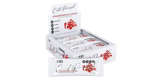 Fibre Boost Cold Pressed Strawberries and Cream flavoured Protein Bar