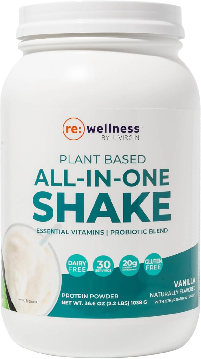 Reignite Wellness by JJ Virgin | Vanilla Plant-Based All-in-One Shake | New & Improved Formula Plant Protein Powder, Vitamins, Minerals, Greens & Aminos | 20g of Plant Protein | 30 Servings