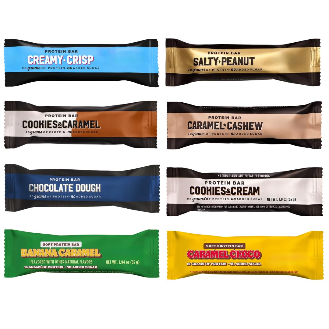 BarebeIIs-Protein Bars-Assorted Variety Pack Sampler, Protein Snacks with 20g of High Protein (8 Pack)