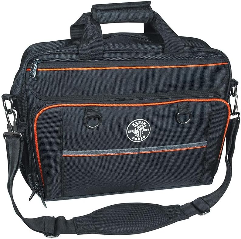 Klein Tools 55455M Tool Bag, Tradesman Pro Tech Bag with Laptop Pocket, Black and Orange