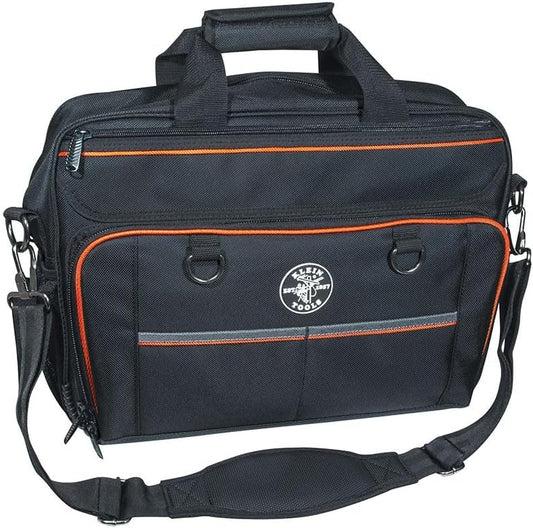 Klein Tools 55455M Tool Bag, Tradesman Pro Tech Bag with Laptop Pocket, Black and Orange