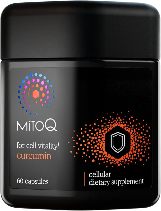 MitoQ Curcumin Advanced CoQ10 Antioxidant - Contains Mitoquinol Mesylate & Super Bioavailable Longvida Curcumin Turmeric - Supports Immunity, Digestive Health, & Cell Vitality (60 Capsules)
