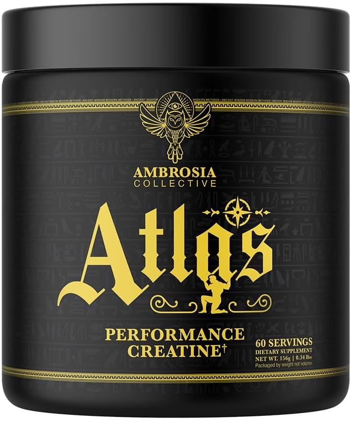 Ambrosia Atlas Performance Creatine Creapure® + Acetic Acid – Explosive Strength & Endurance Support – Muscle Recovery, Fatigue Resistance & Performance Boost Support – 30 Servings