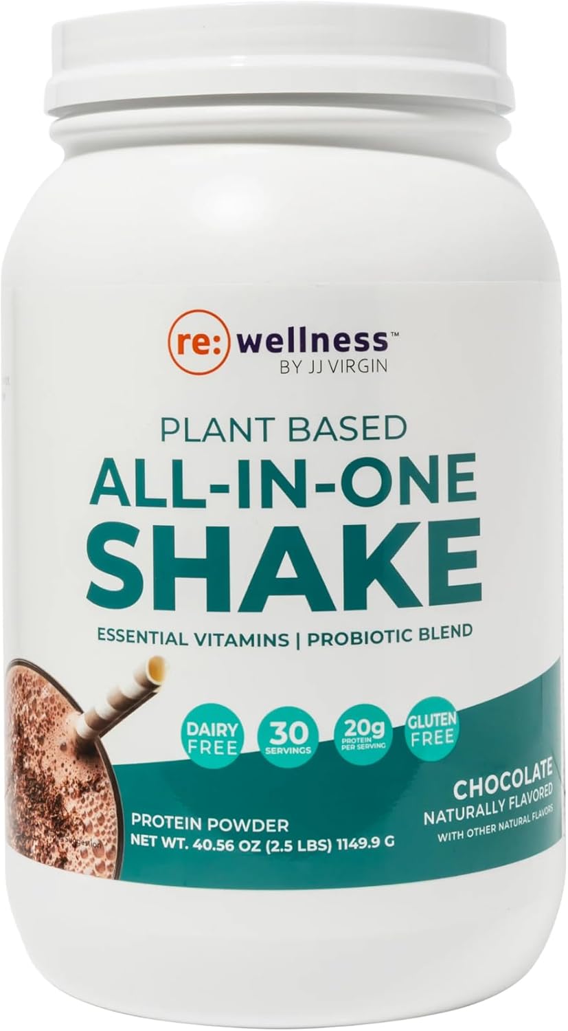 Reignite Wellness by JJ Virgin | Chocolate Plant-Based All-in-One Shake | New & Improved Formula | Plant Protein Powder, Vitamins, Minerals, Greens & Aminos | 20g of Plant Protein | 30 Servings