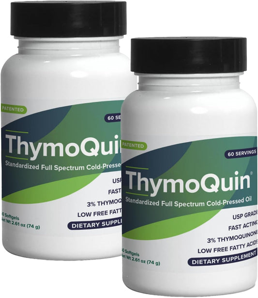 ThymoQuin Cold Pressed Black Seed Oil Capsules for Skin, Joint, Metabolic & Immune Health | USP-Grade, Full-Spectrum Formula with 3% Thymoquinone | Non-GMO Black Cumin Seed Oil | Pack of 2