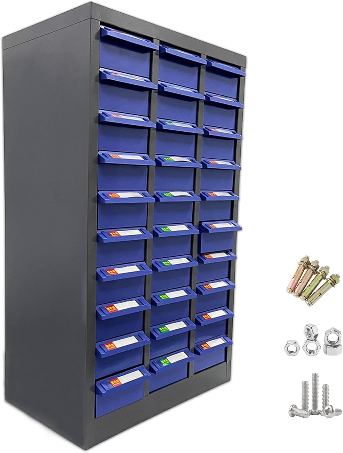 Bolt and Nut Parts Cabinet 30 Drawers Metal Hardware Tool Storage Cabinet Organization Shelves and Office Supplies
