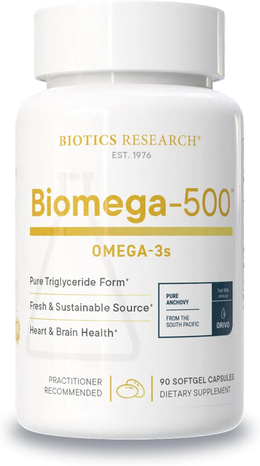 Biotics Research Biomega 500 Omega 3 Fish Oil Supplement, Highly Concentrated Fish Oil with EPA/DHA, Omega 3 Fatty acids, Supports Immune and Cardiovascular 90 Softgel Capsules