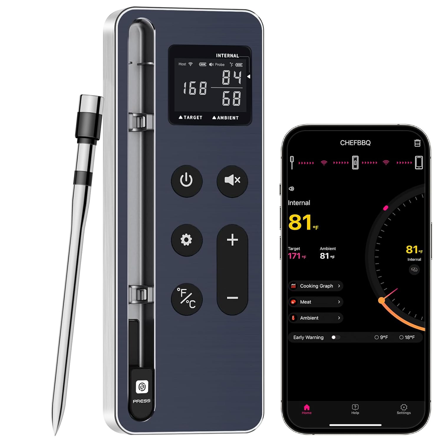 Smart Bluetooth Wireless Meat Thermometer \u2013 Wireless Smart Digital Meat Thermometer for Grilling, BBQ, Oven, Smoker, Air Fryer, and Kitchen \u2013 Perfect for Steak, Chicken, Turkey