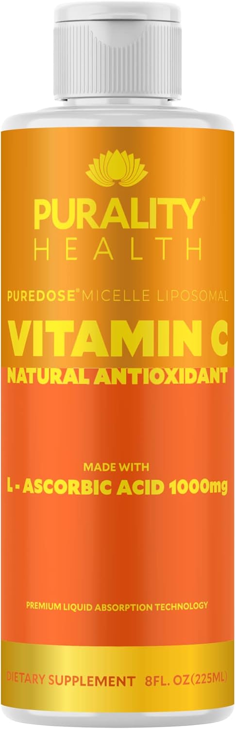 Vitamin C Liquid Supplement 1000mg per Serving, Micelle Liposomal Enhanced Absorption, Non-GMO, Gluten Free, Vegan, 15 Day Supply
