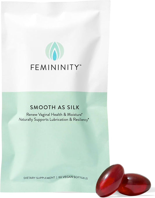 Femininity Smooth as Silk 30-Day Refill for Vaginal Dryness (60 Softgels) \u2013 Sea Buckthorn Oil with 365mg Omega 7 + Omega 3 and Omega 9