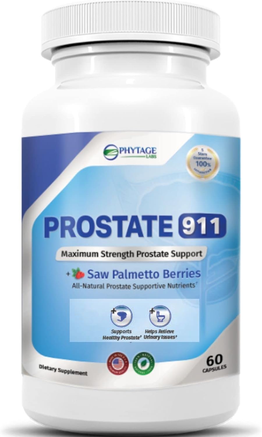 Prostate 911 Men’s Health Supplement - Saw Palmetto Support Prostate Function (60 Capsules)