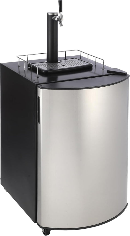 Beer Kegerator,Draft Beer Dispenser, Full Size Stainless Steel Keg Refrigerator With Drip Tray, Fits 1/2 Keg, 1/4 Pony Keg, (2) 1/6 Kegs,32°F- 50°F Temperature Control, 128L
