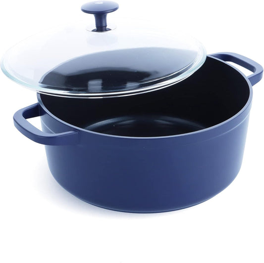 Blue Diamond Cookware Diamond Infused Ceramic Nonstick, 4.5QT Dutch Oven with Glass Lid, Lightweight Design, PFAS-Free, Dishwasher Safe, Blue