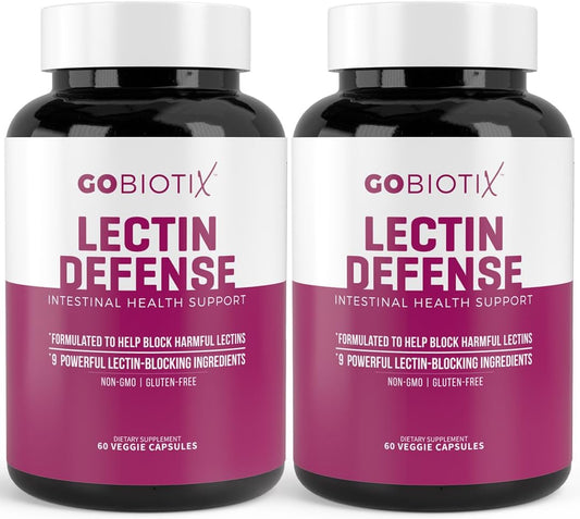 GOBIOTIX Lectin Defense - Lectin Blocker Supplement for Leaky Gut with MSM and Digestive Enzymes - Aids in Intestinal Health for Women and Men - Non-GMO + Gluten Free - 60 Capsules (2)
