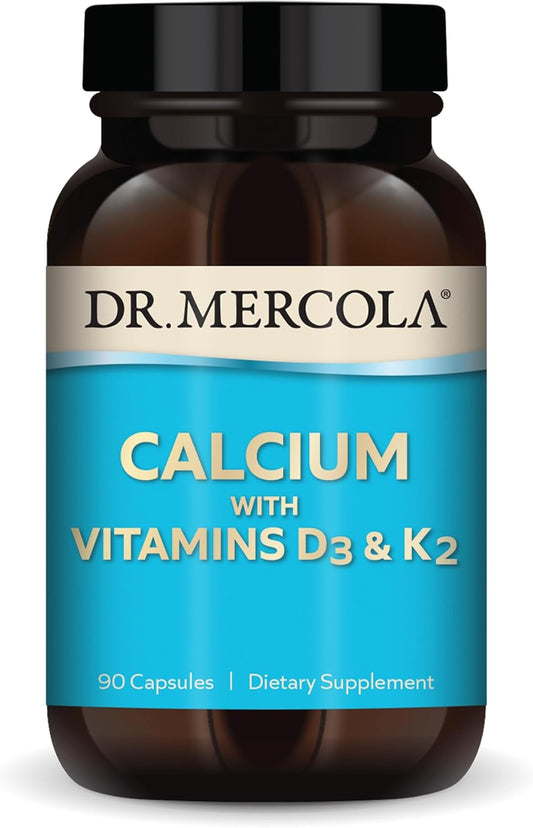 Dr. Mercola Calcium with Vitamins D3 & K2 - Supports Bone & Heart Health* - Calcium with Vitamins D3 & K2 - Eggshell-Derived - Non-GMO, Gluten-Free & Soy Free - 90 Capsules (90 Servings)