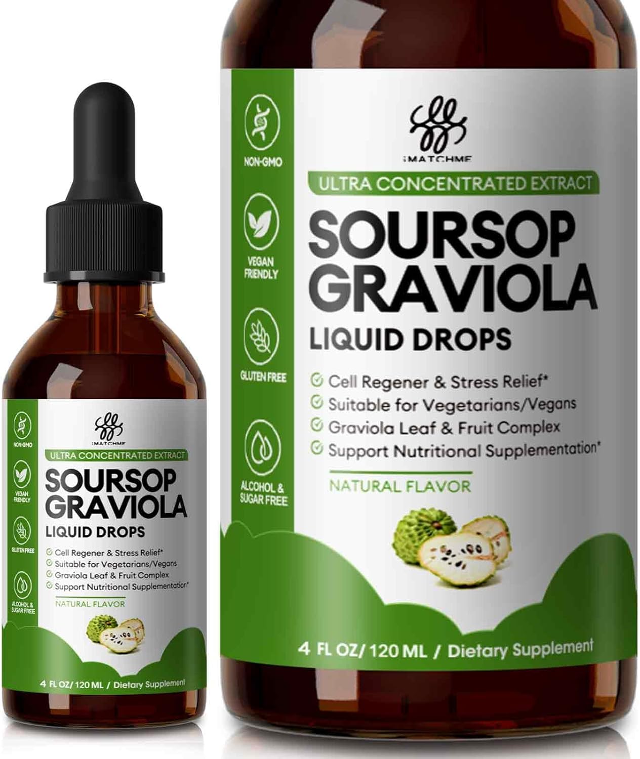 Soursop Graviola Liquid Drop for Cell Support & Regeneration, Immune System and Gut Health Support, Pure Soursop Bitters Liquid, High Absorption, Sugar\/Gluten Free, Natural Flavor, 4 Fl Oz