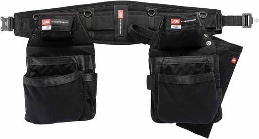 The Diamondback GRRande 2.0 Toolbelt System, Right Handed, Black, Large | For Carpenter Framer Roofer | Padded 5 pockets, 13 slots, 2 loops | Holds Drill Bit Index, Speed Square, Measuring Tape
