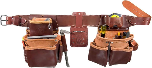 Occidental Leather Pro Framer Tool Belt Set with Double Outer Bag - Medium - 22 Pockets & Tool Holders - Premium Top-Grain Leather - Made in USA
