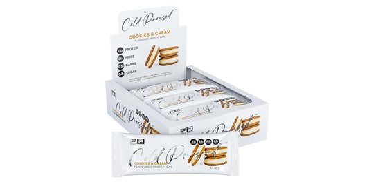 Fibre Boost Cold Pressed Cookies and Cream flavoured Protein Bar
