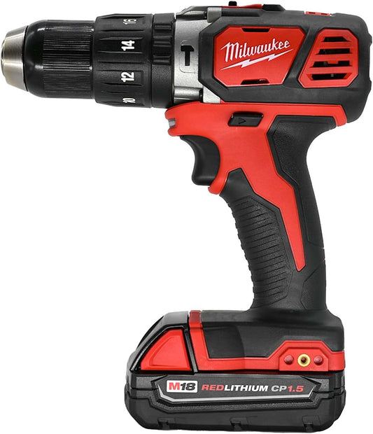 Milwaukee 2607-21CT Tool M18 Lithium-Ion Cordless 1/2-inch Hammer Drill Driver Kit with 1.5Ah Battery, Charger and Hard Case