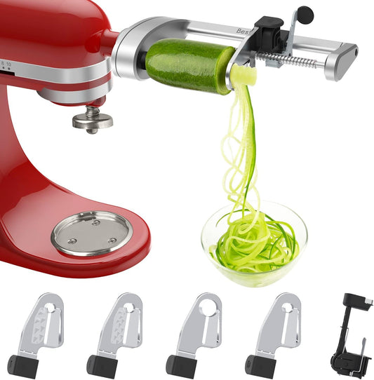 Bestand Spiralizer Attachment (5 Blades) Compatible with KitchenAid Stand Mixer, Comes with Peel, Core and Slice, Vegetable Slicer (Not KitchenAid Brand Spiralizer)