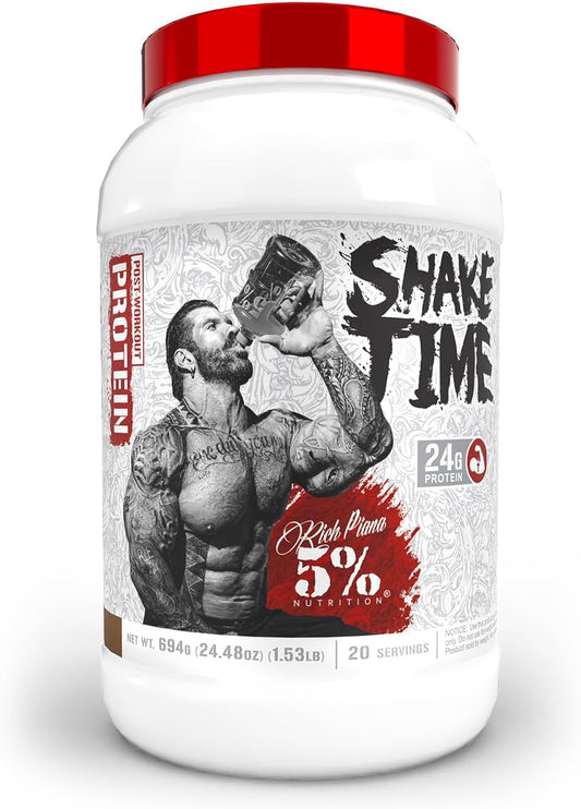 5% Nutrition Rich Piana Shake Time | 24g Animal-Based Protein Drink | Grass-Fed Beef Isolate, Chicken, Whole Egg | No Sugar, Dairy, or Soy (Chocolate)