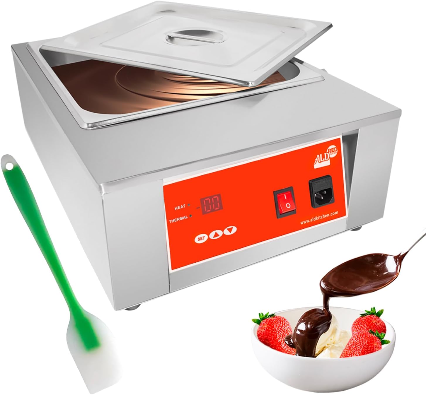 ALDKitchen Electric Chocolate Melting Pot | Chocolate Fondue | Stainless Steel | 110V (1 tank (18 lb))